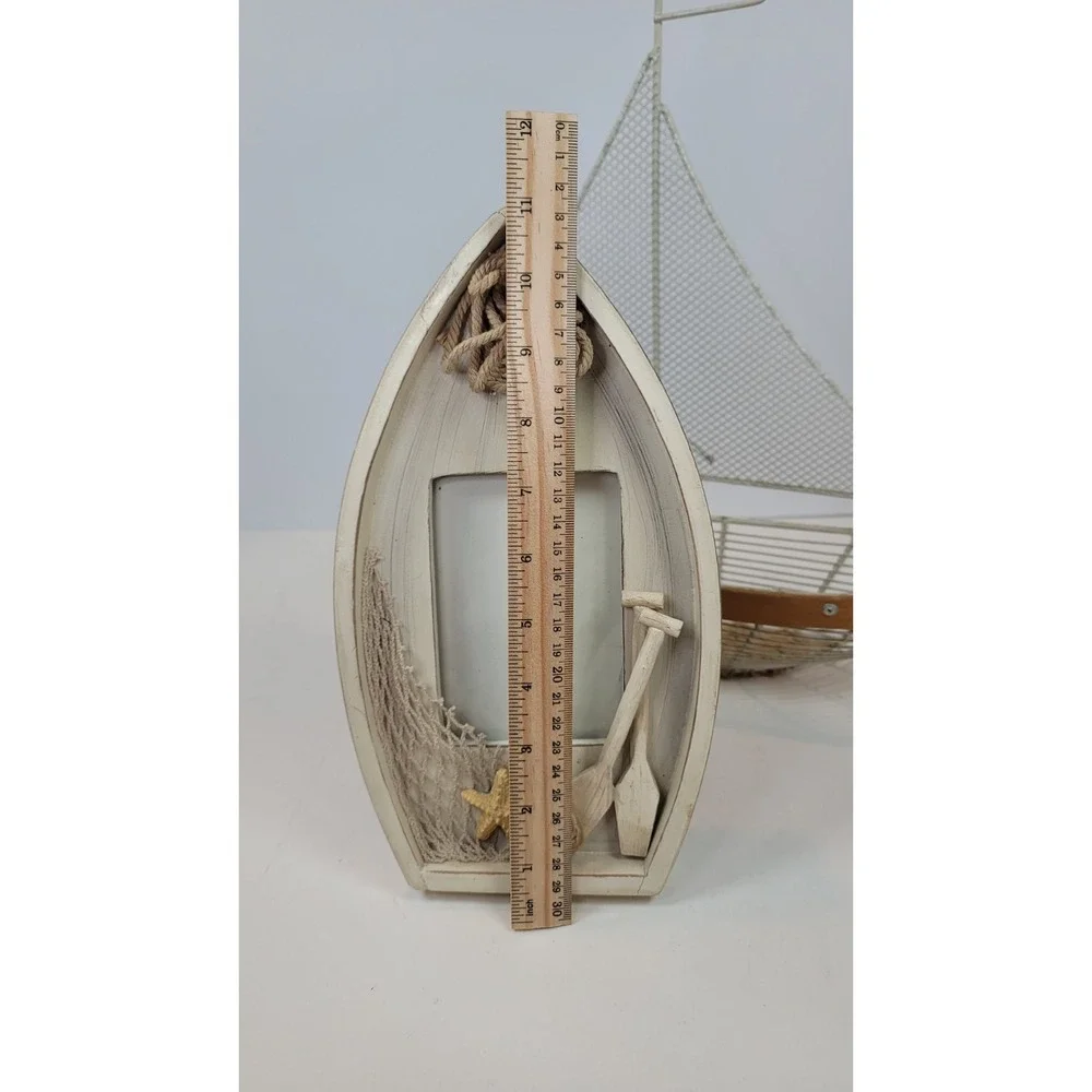 Home Decor Nautical Beach wire Ship Metal Wire basket Lot And Boat Picture Frame